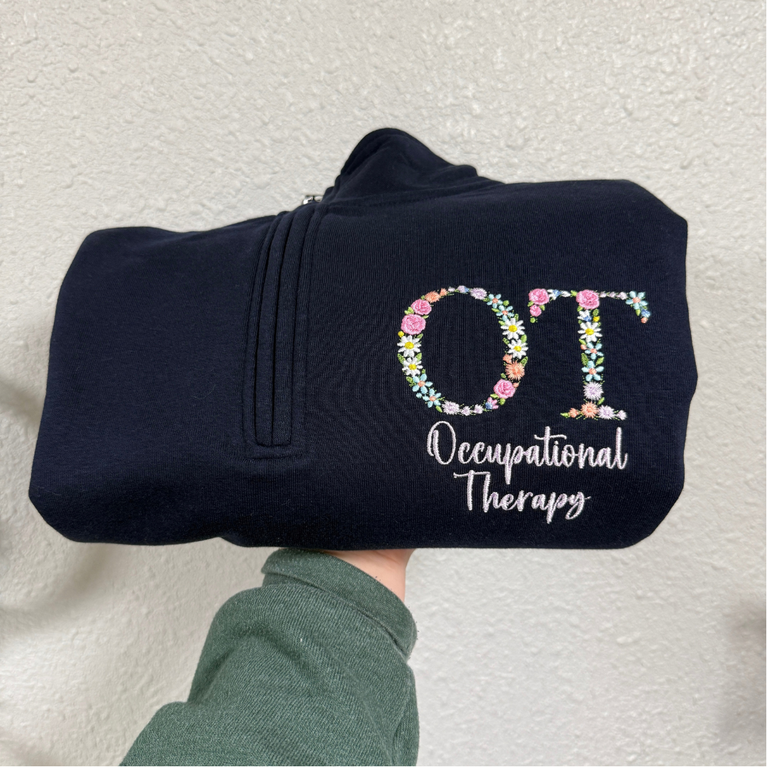 Floral Letter Quarter Zip