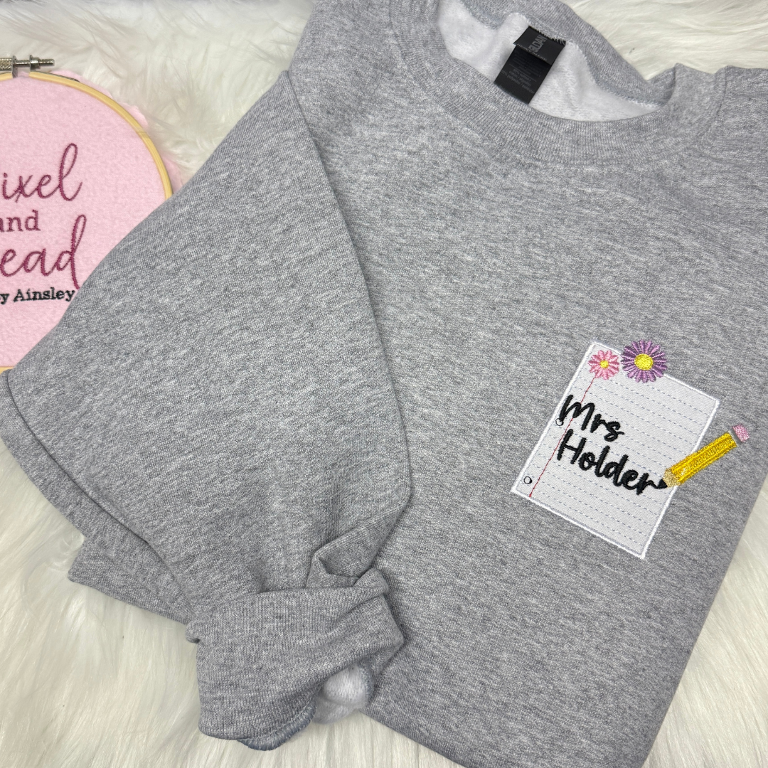 Teacher Notepaper & Pencil Crewneck